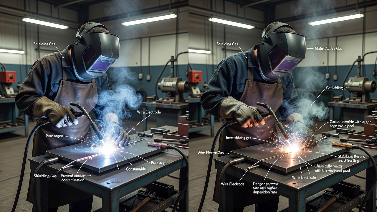 Сравнение процессов сварки в инертном и активном защитном газе